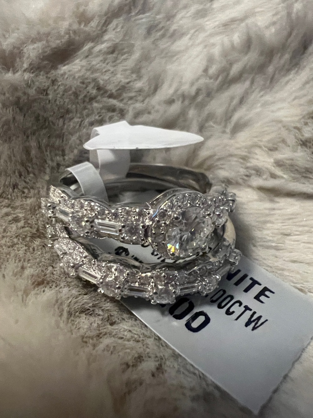 Brilliant White Moissanite Bridal Ring Set - size 7